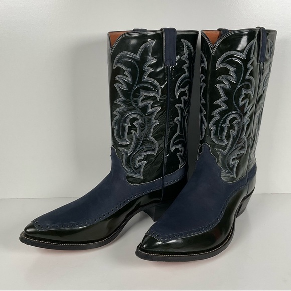 Justin Boots Other - Vintage Justin Algonquin Toe Cowboy Boots | Royal Blue | Patent Leather | 12 EE